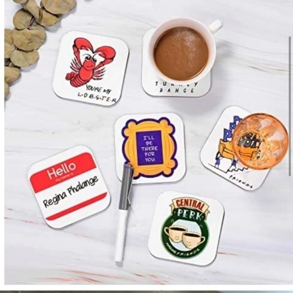 Friends coasters funny gift‎ Brad new bar ware cocktails tv table top decor